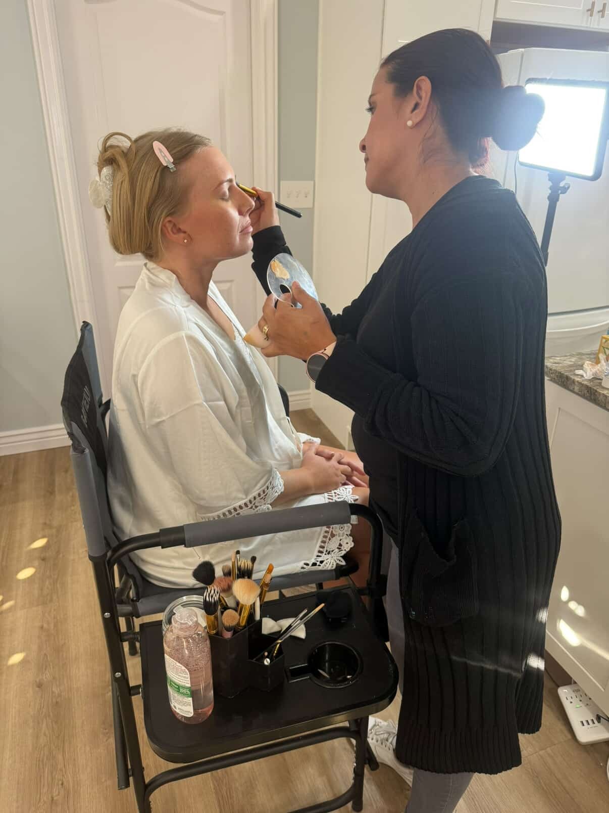 Patty applying bridal makeup, Salt Lake City