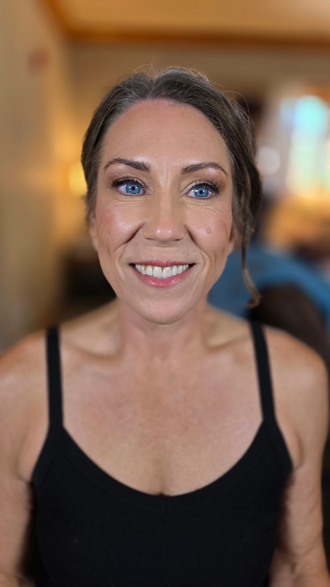 Soft glam makeup, natural skin finish